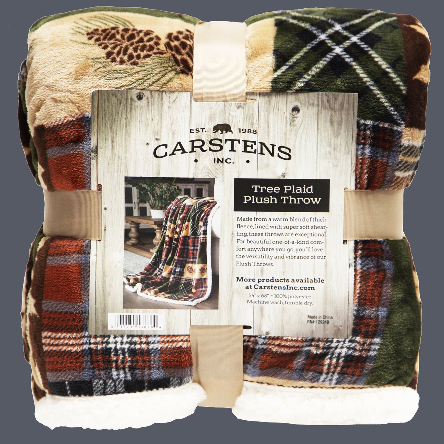 Tree Plaid Plush Sherpa Throw
