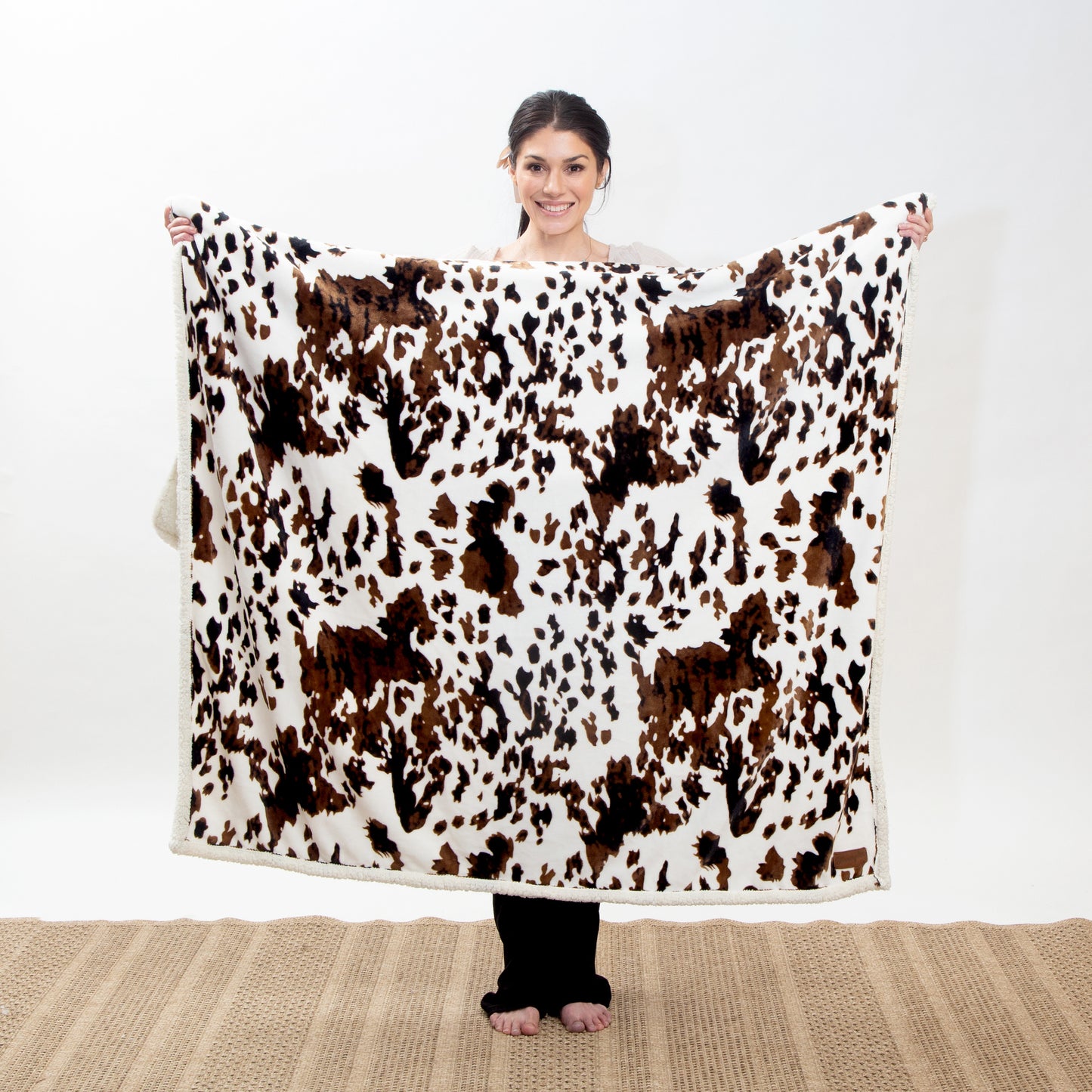 Wrangler® Tri-color Cowhide Plush Sherpa Throw