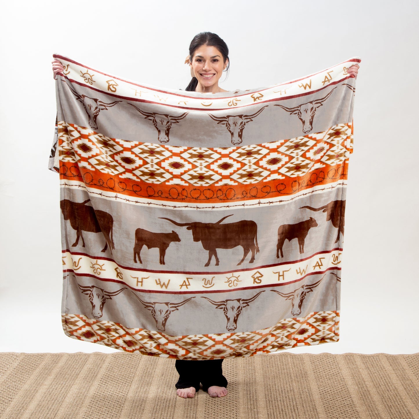 Longhorn Plush Sherpa Throw