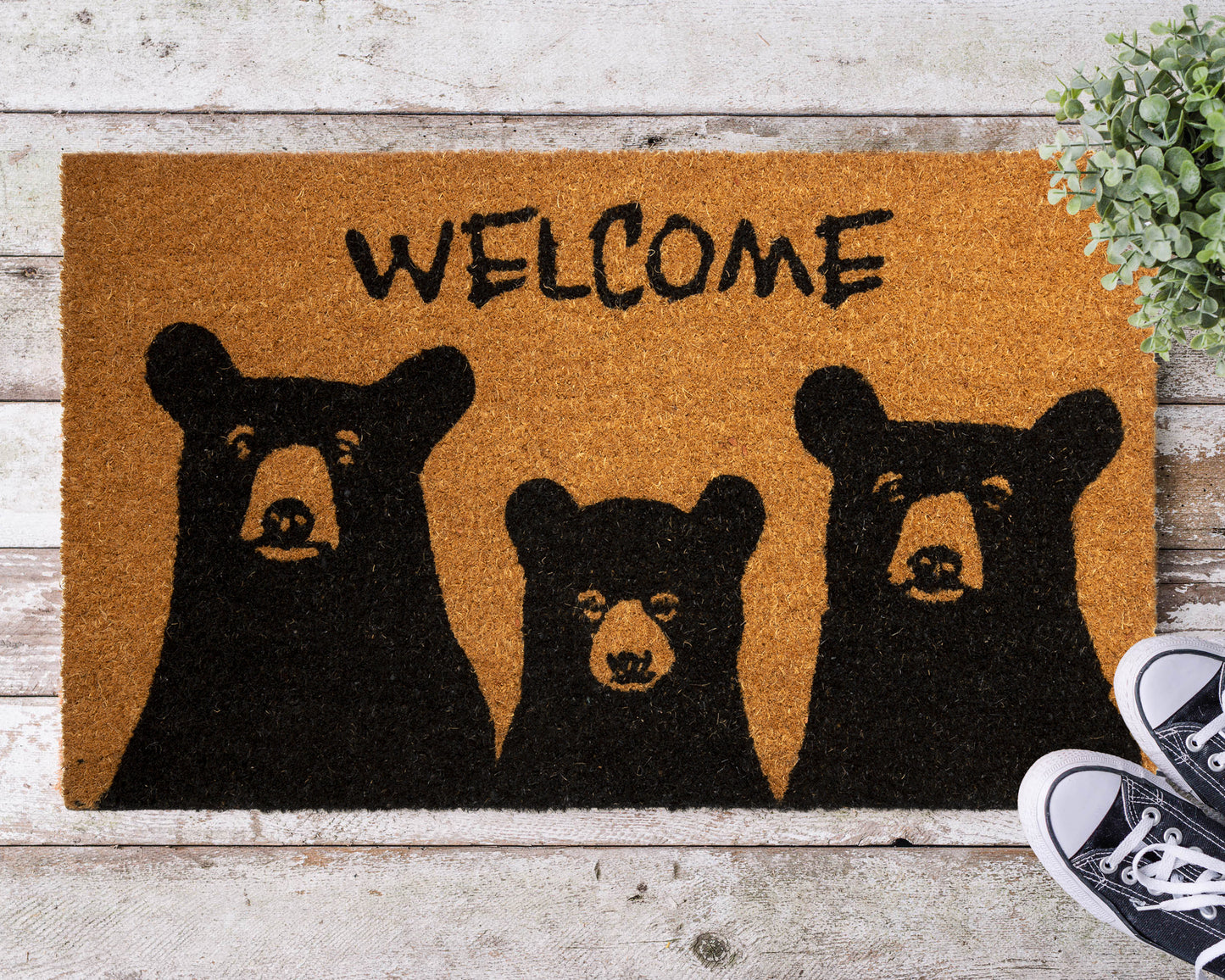 Welcome Bear Coir Door Mat