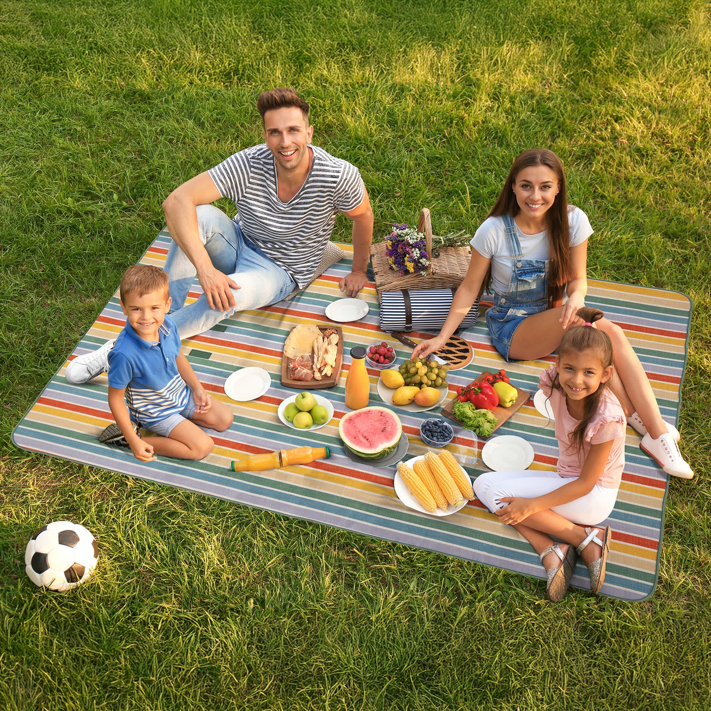 Day at the Beach Woven Stripe Picnic Blanket