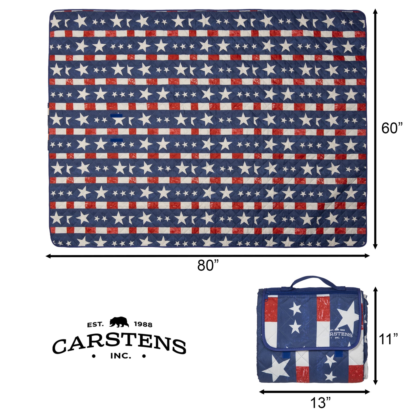 American Plaid Printed Stripe Picnic Blanket