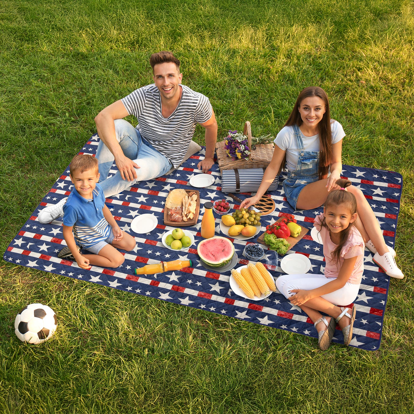American Plaid Printed Stripe Picnic Blanket