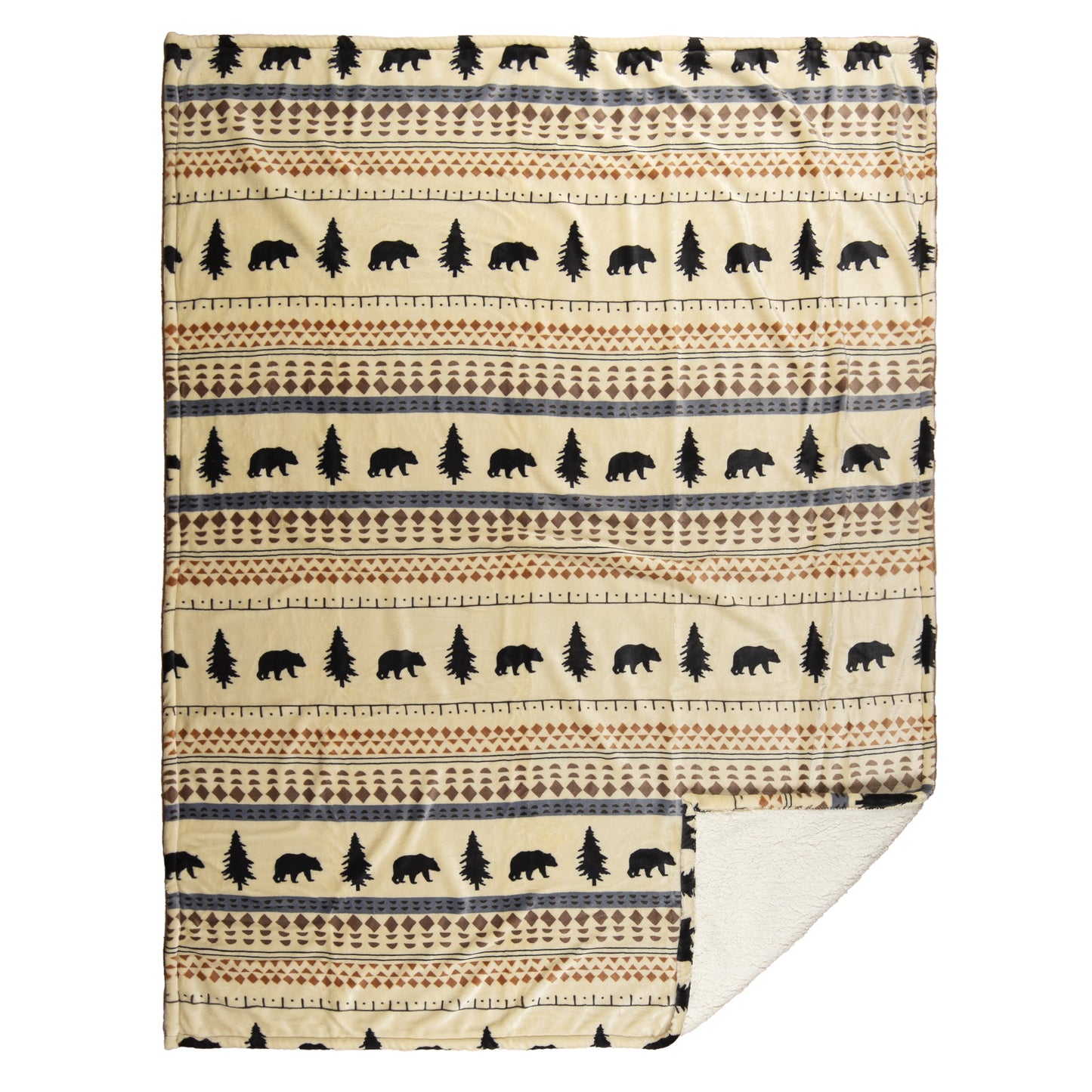 Scandinavian Bear Sherpa Throw Blanket