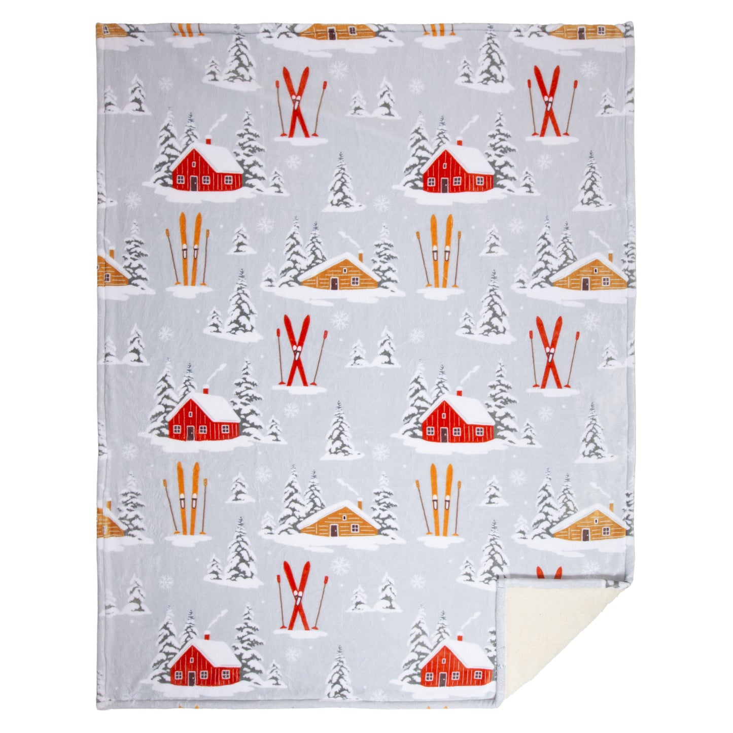 Snowy Cabin Plush Sherpa Throw