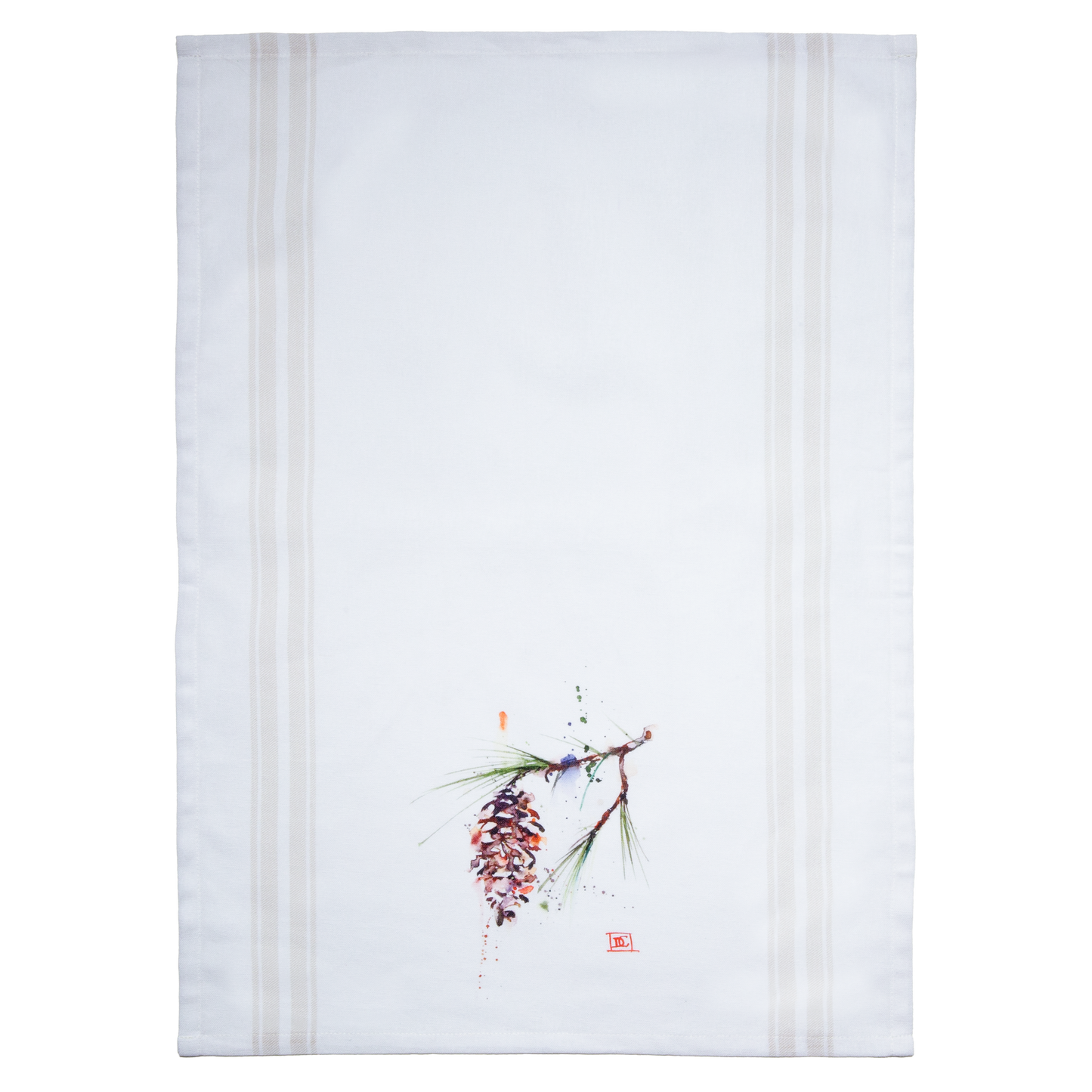 White Pinecone Tea Towel