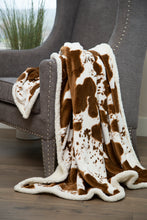 Load image into Gallery viewer, Hair on Hide Faux Cowhide Plush Sherpa Throw