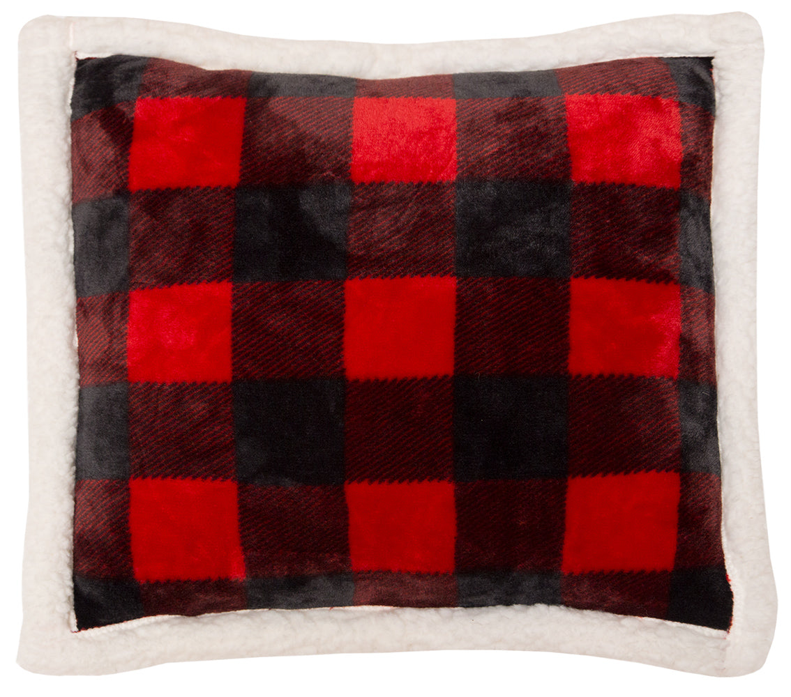 Red Lumberjack Plaid Plush Sherpa Pillow