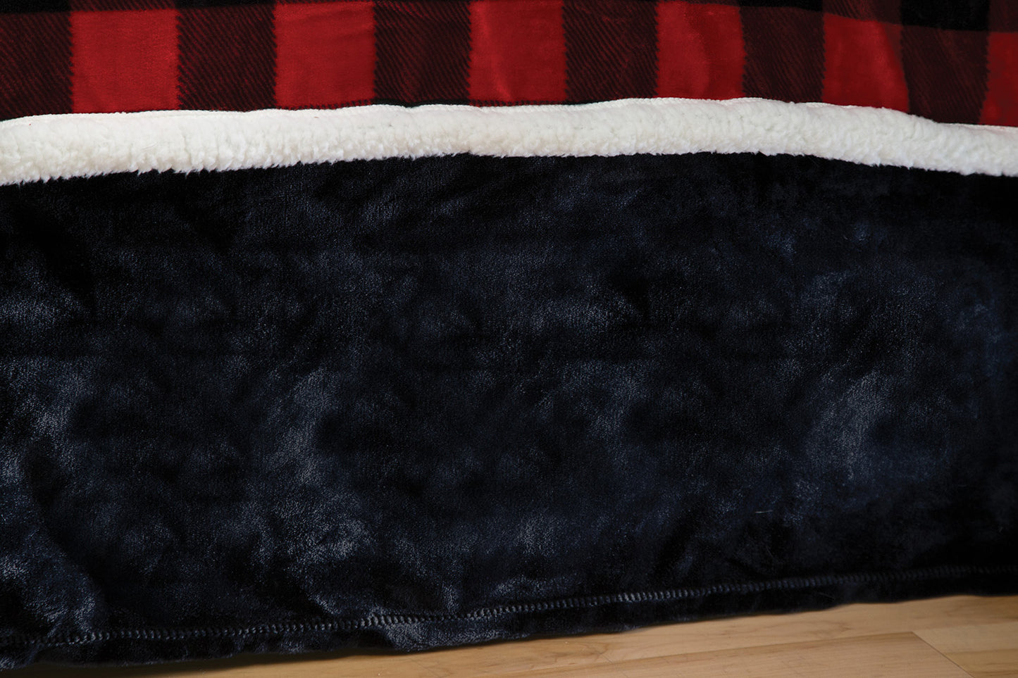 Solid Black Plush Bed Skirt