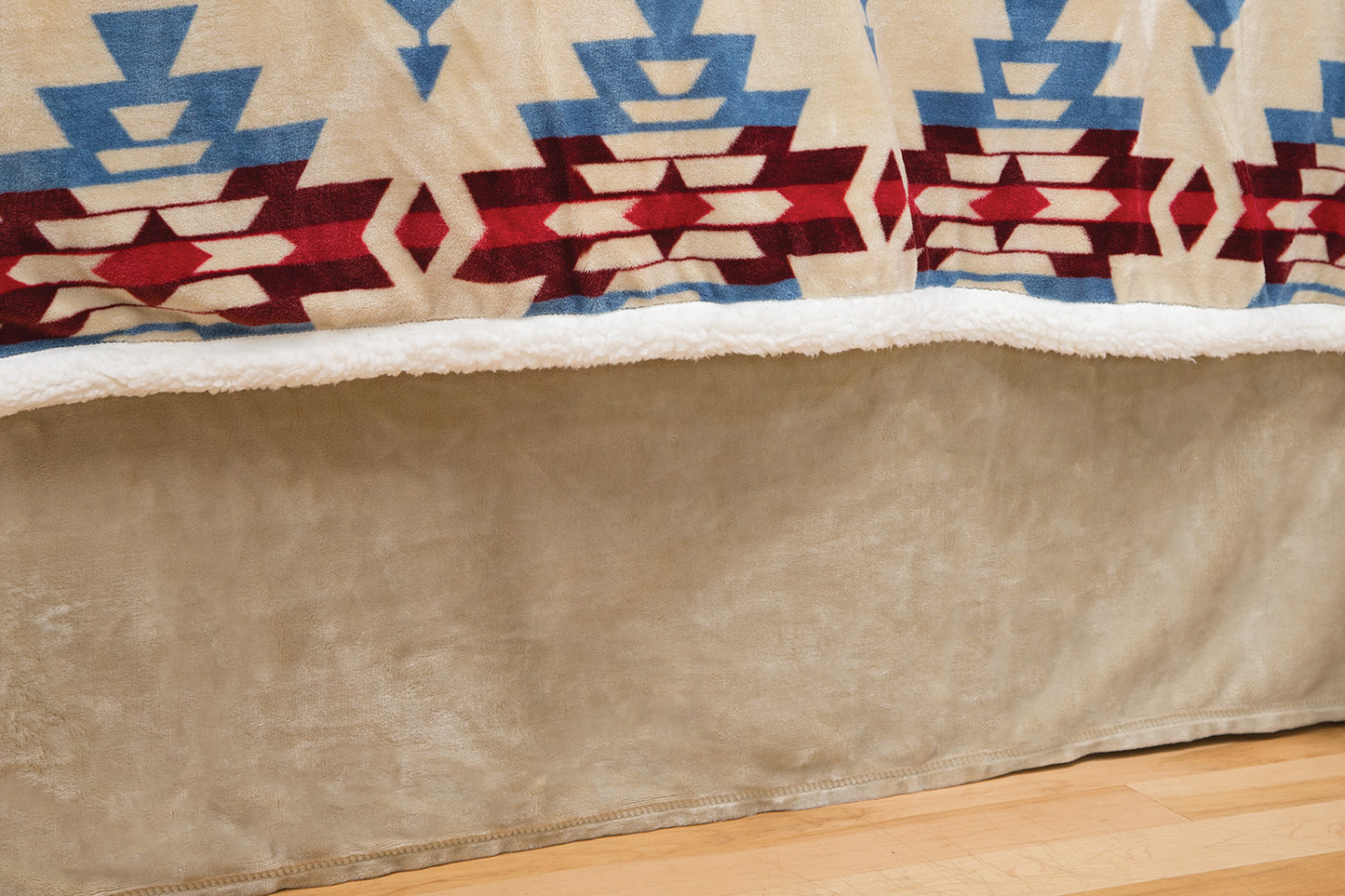 Solid Khaki Plush Bed Skirt