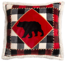 Load image into Gallery viewer, Lumberjack Bear Sherpa Throw Pillow
