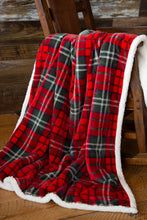 Load image into Gallery viewer, Holiday Plaid Sherpa Throw Blanket