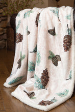 Load image into Gallery viewer, Pinecone Rustic Cabin Sherpa Throw Blanket 54x68