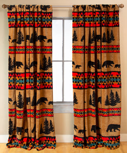 Bear Trails Rustic Cabin Curtain Panels Set 54x84