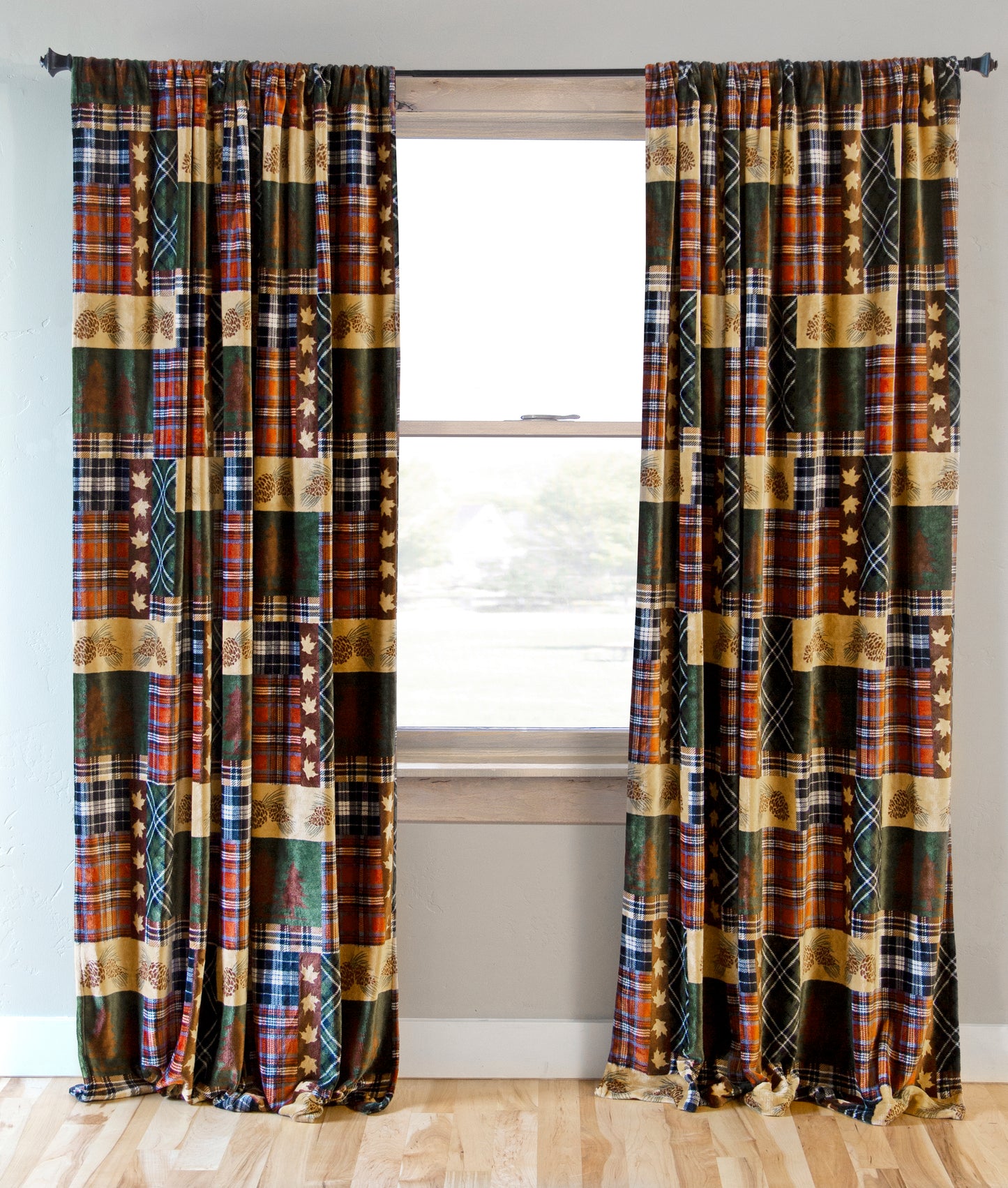 Tree Plaid Plush Curtains