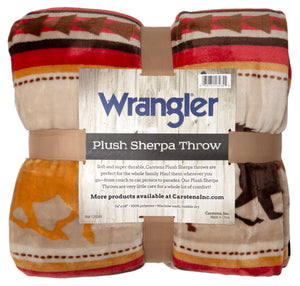 Wrangler Running Horse Country Sherpa Fleece Throw Blanket