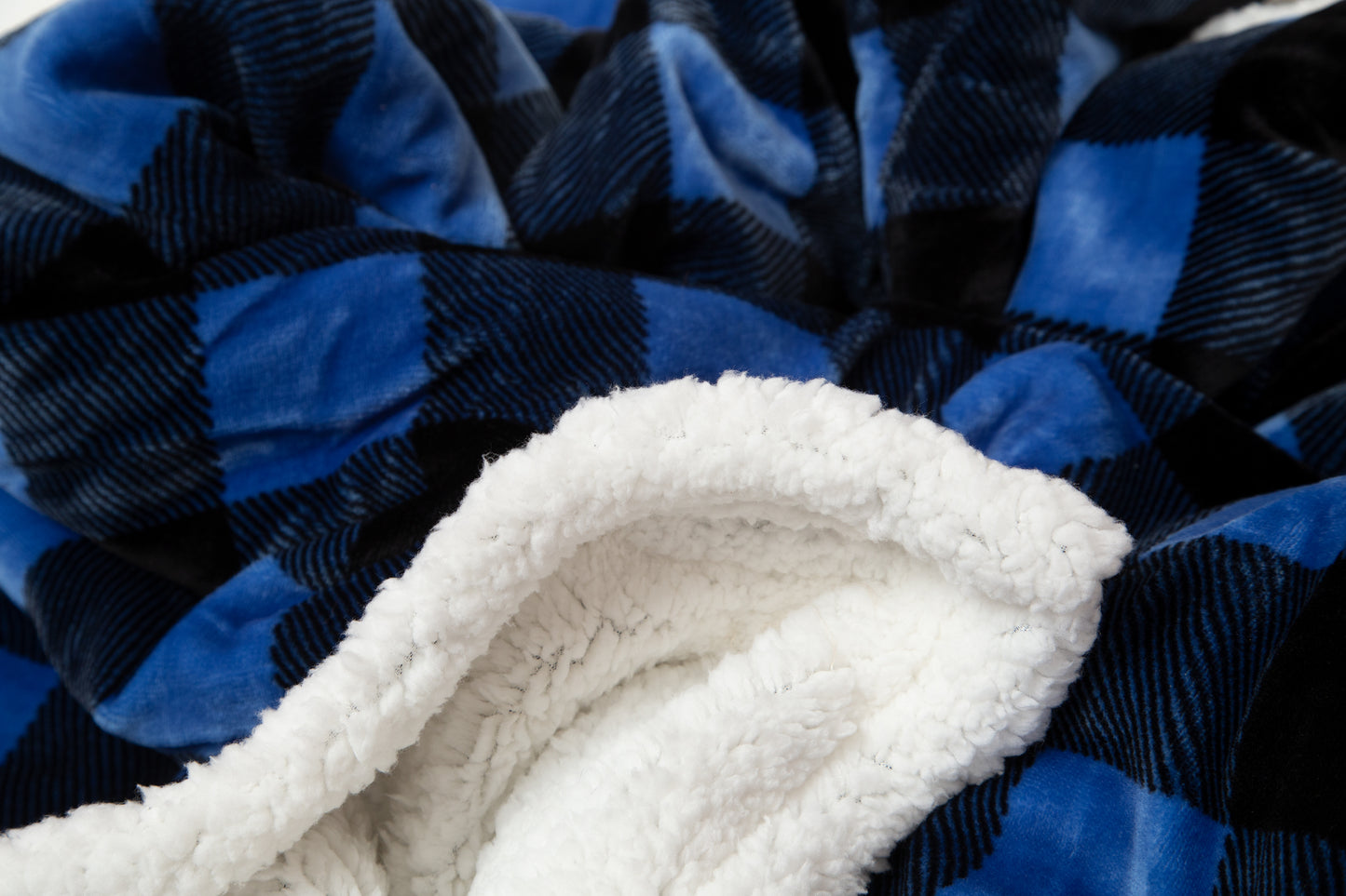 Wrangler® Blue Lumberjack Plaid Plush Sherpa Throw