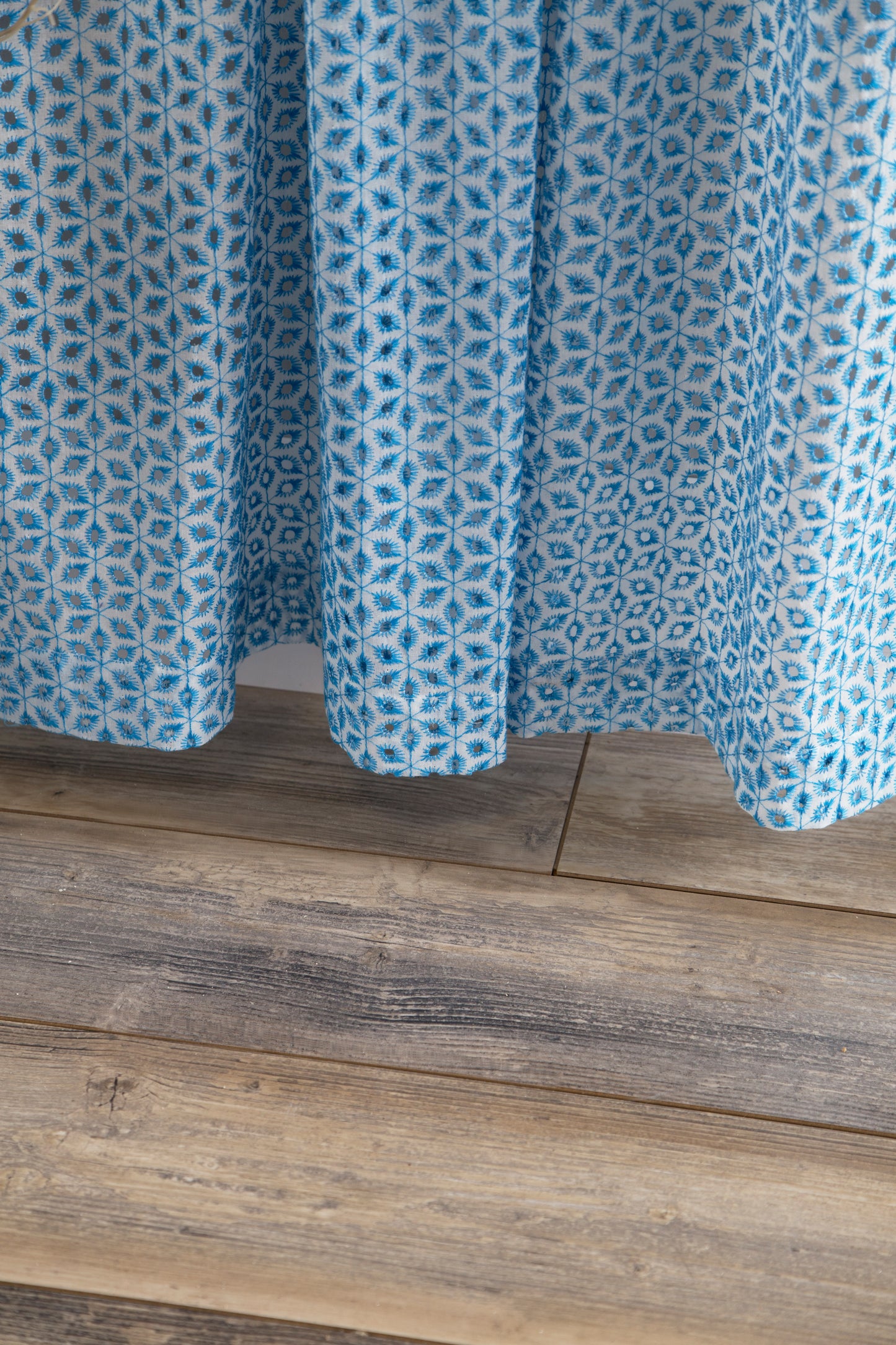 Blue Eyelet Lace Curtains