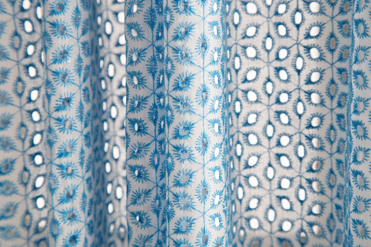 Blue Eyelet Lace Curtains