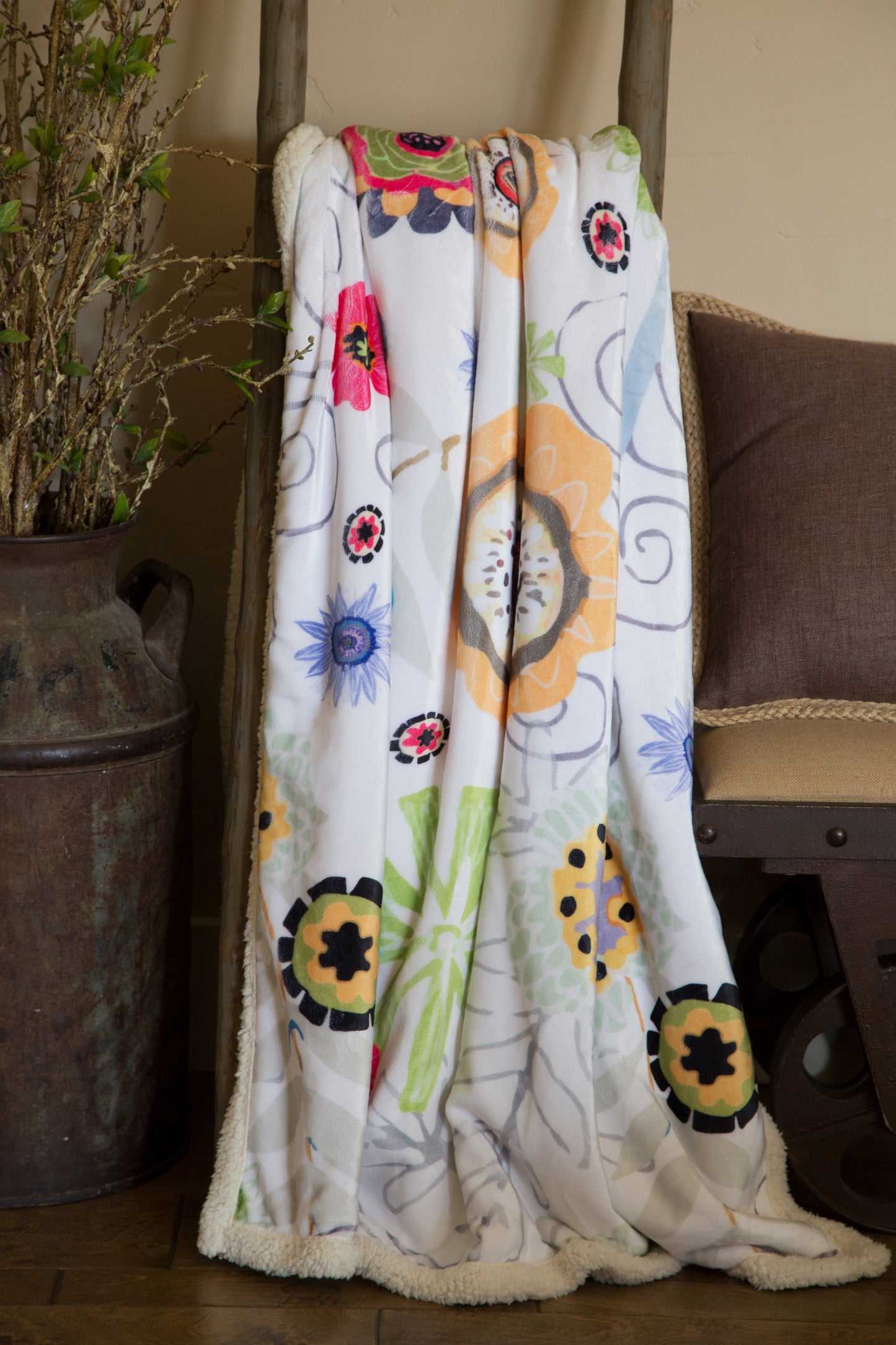 Wildflowers Plush Sherpa Throw