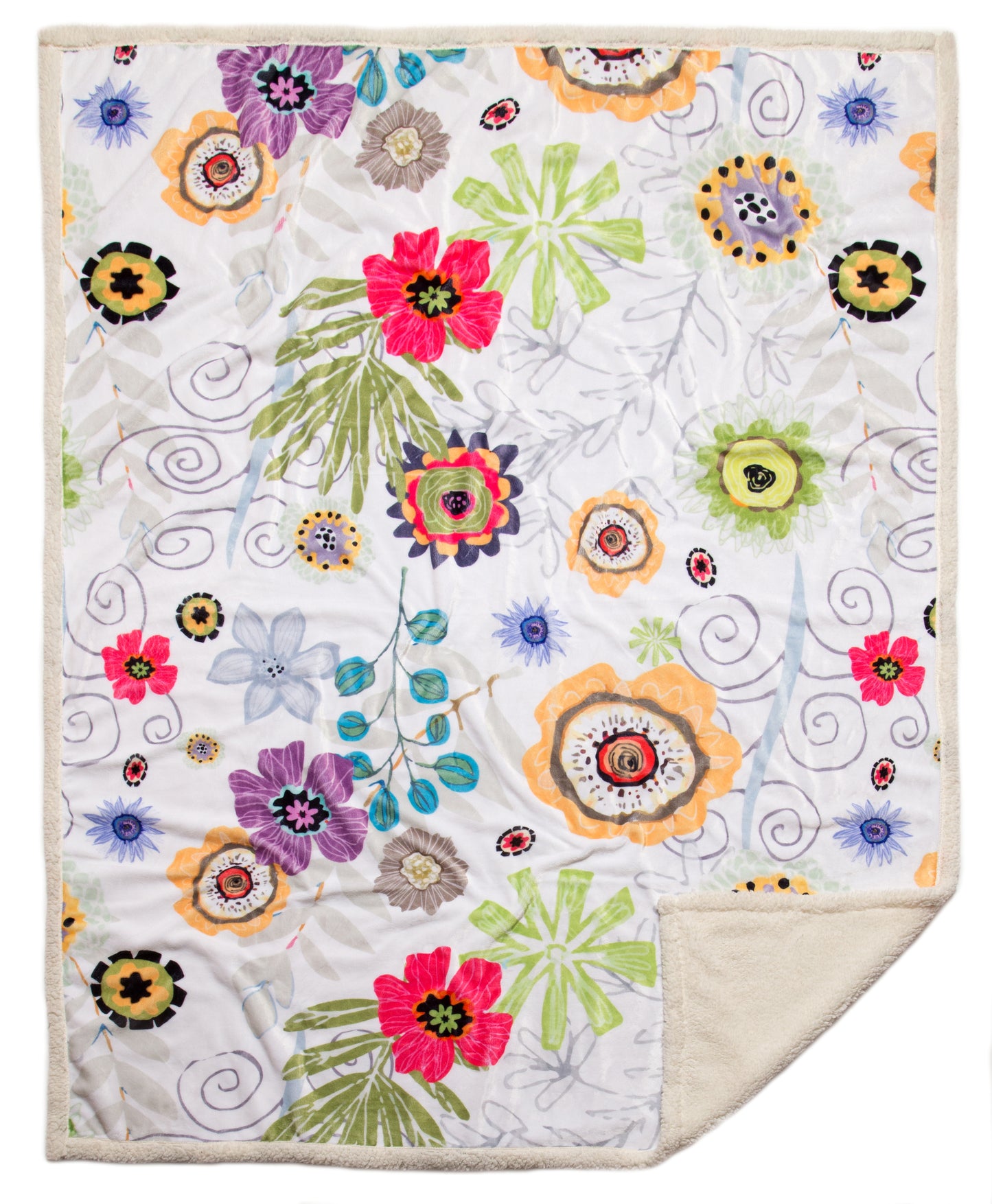 Wildflowers Plush Sherpa Throw