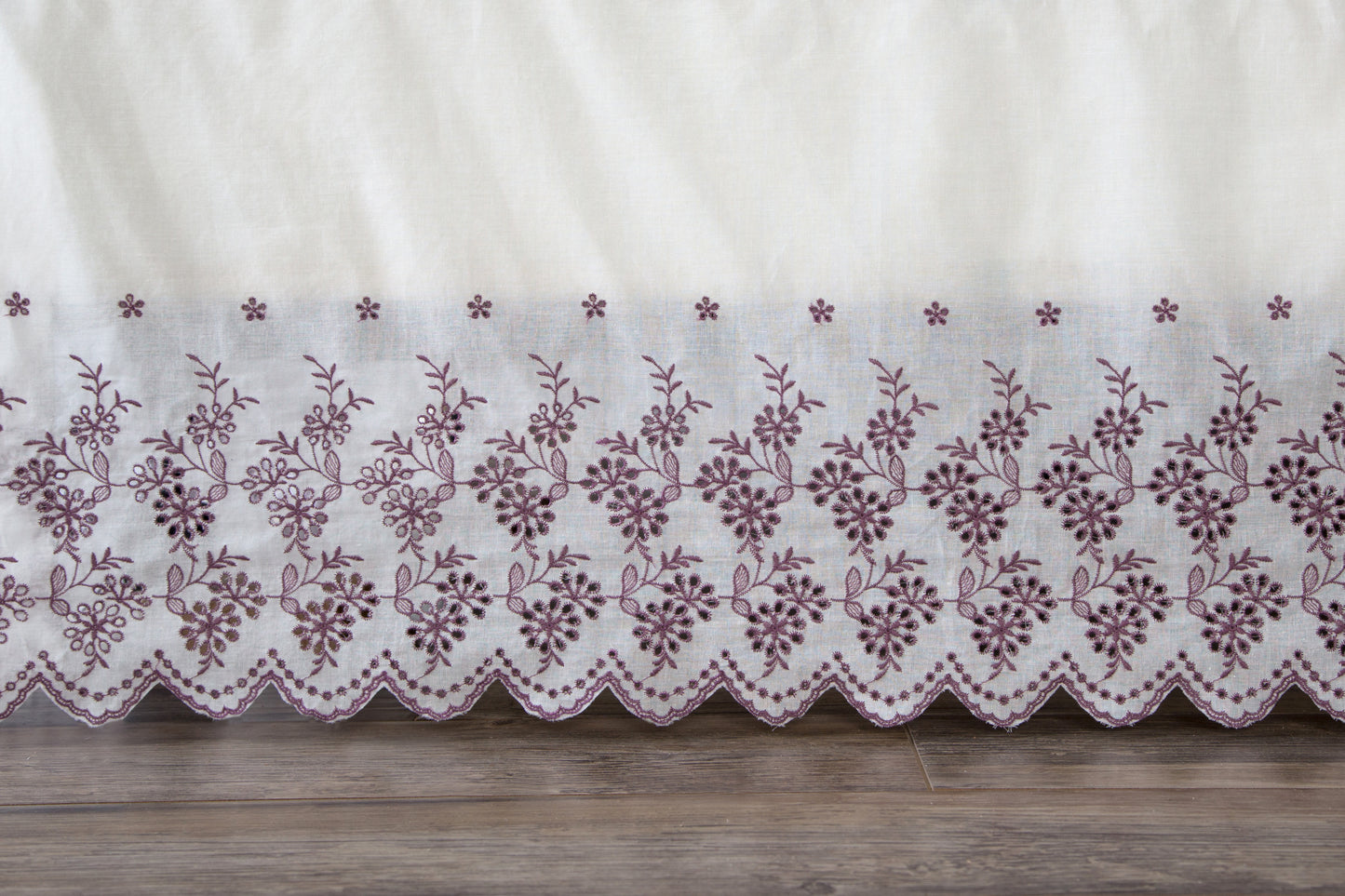 Gathered Lace Bed Skirt, Floral Border