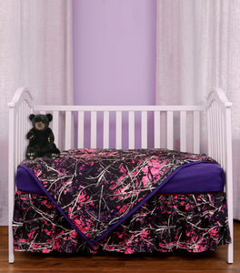 Muddy Girl 3-Piece Purple Camo Crib Set