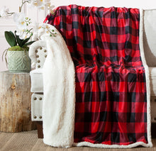 Load image into Gallery viewer, Red Lumberjack Plaid Plush Sherpa Throw