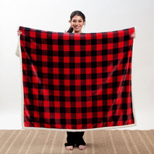 Load image into Gallery viewer, Red Lumberjack Plaid Plush Sherpa Throw