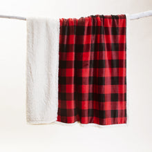 Load image into Gallery viewer, Red Lumberjack Plaid Plush Sherpa Throw