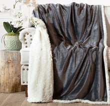 Load image into Gallery viewer, Grey Plush Sherpa Throw