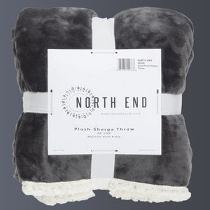 Grey Plush Sherpa Throw