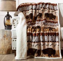 Load image into Gallery viewer, Wrangler® Buffalo Southwestern Plush Sherpa Throw