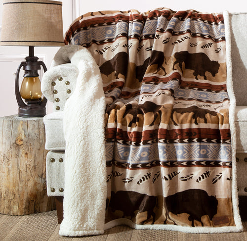 Wrangler® Buffalo Southwestern Plush Sherpa Throw