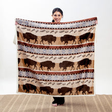 Load image into Gallery viewer, Wrangler® Buffalo Southwestern Plush Sherpa Throw