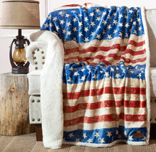 Load image into Gallery viewer, Wrangler® Stars &amp; Stripes Plush Sherpa Throw