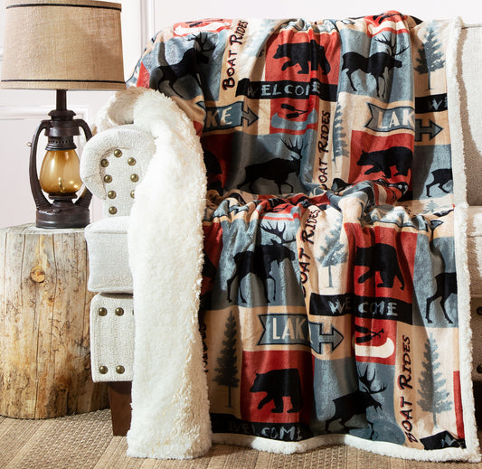Lake House Plush Sherpa Throw