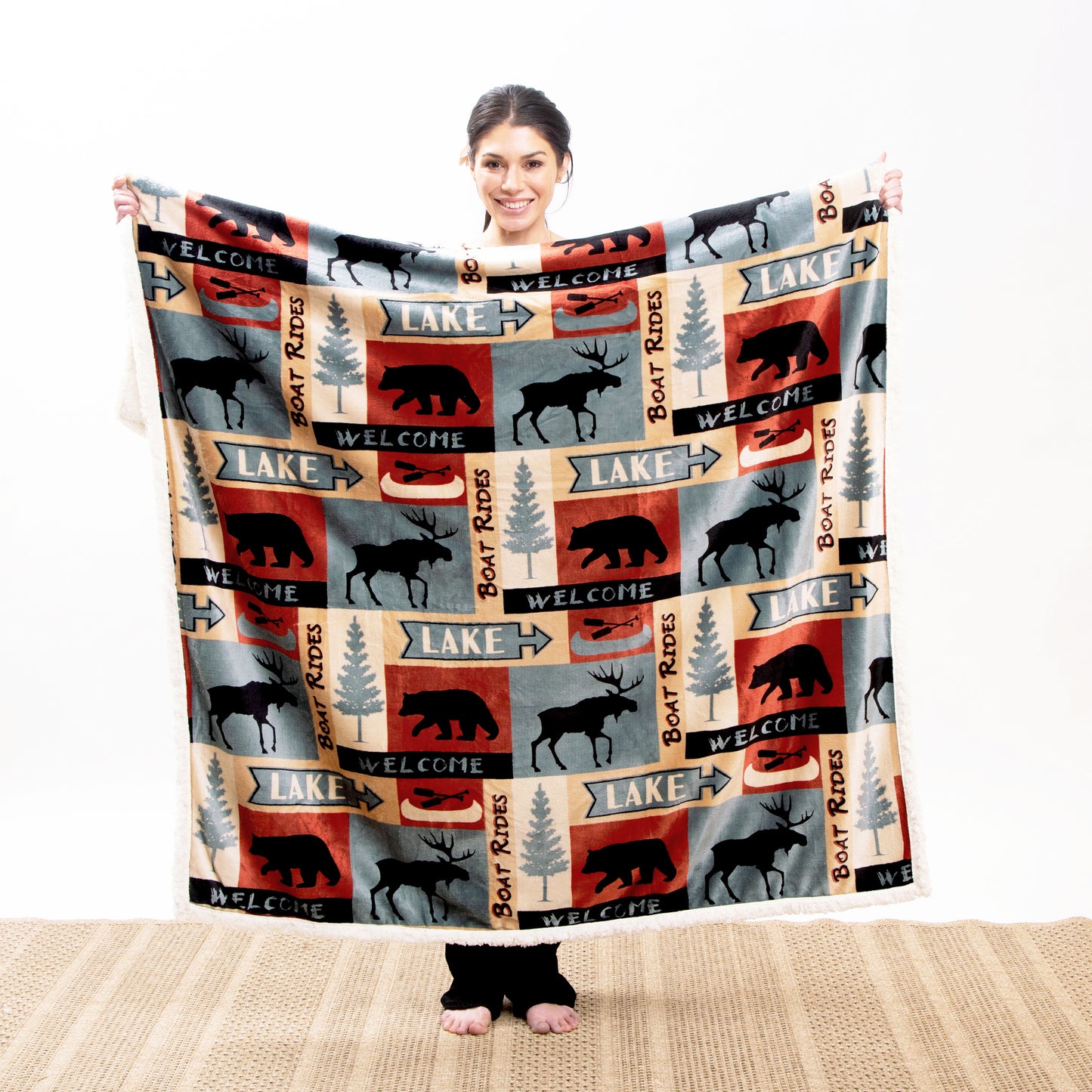 Lake House Plush Sherpa Throw