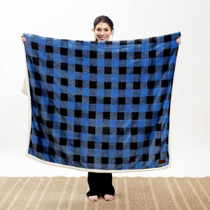 Wrangler® Blue Lumberjack Plaid Plush Sherpa Throw