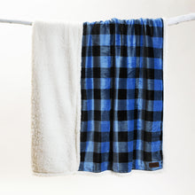 Load image into Gallery viewer, Wrangler® Blue Lumberjack Plaid Plush Sherpa Throw