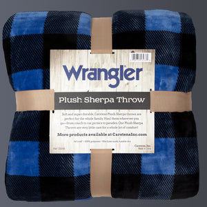 Wrangler® Blue Lumberjack Plaid Plush Sherpa Throw