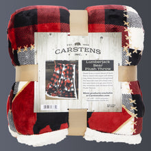 Load image into Gallery viewer, Lumberjack Bear Red Plaid Plush Sherpa Throw