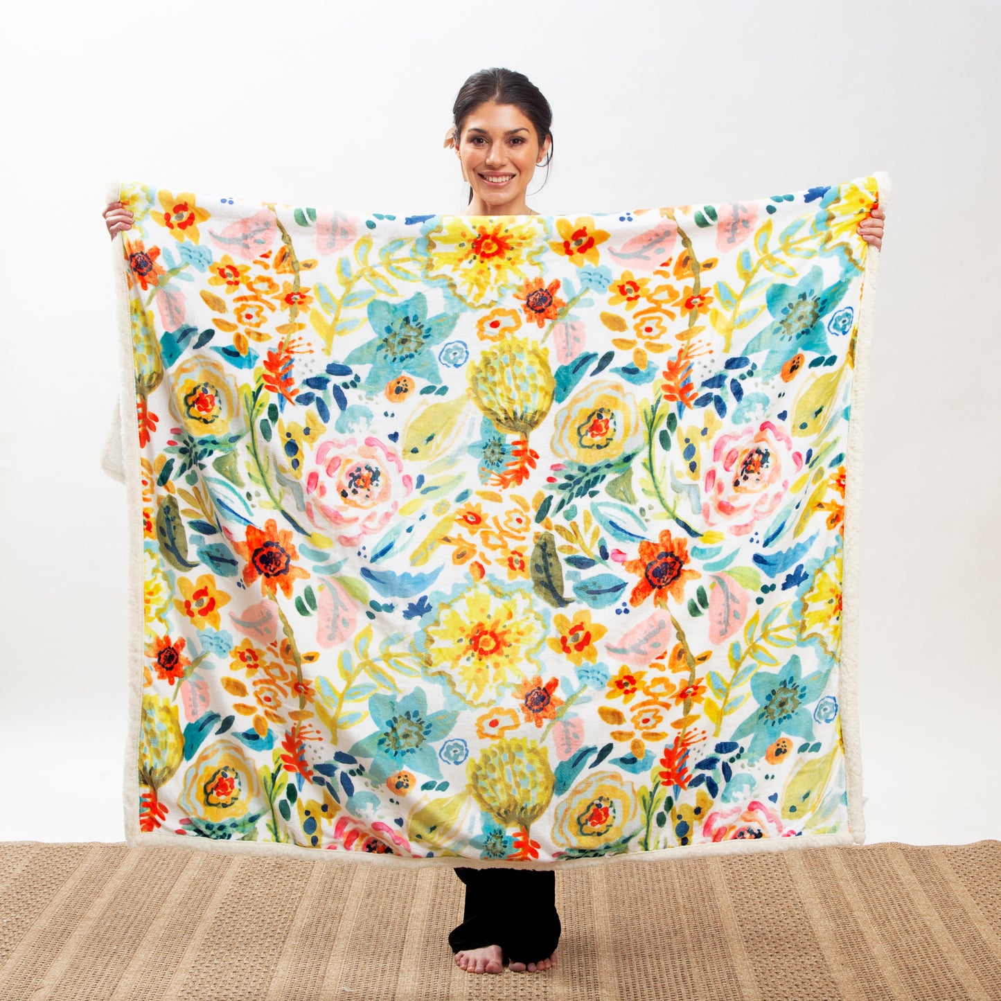 Field of Flowers Plush Sherpa Throw