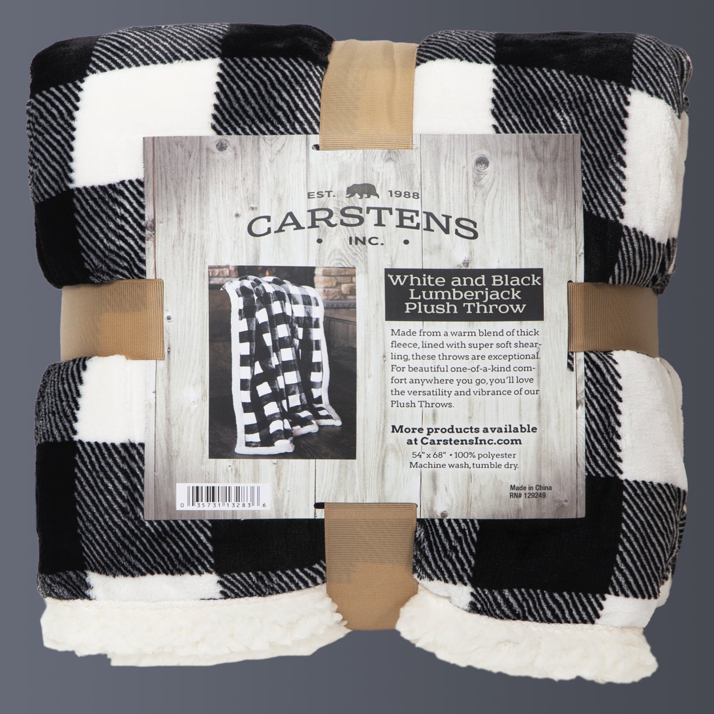 Black & White Lumberjack Plaid Plush Sherpa Throw