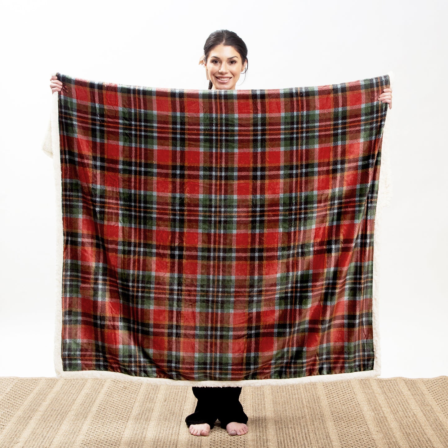 Rust & Sage Plush Sherpa Throw