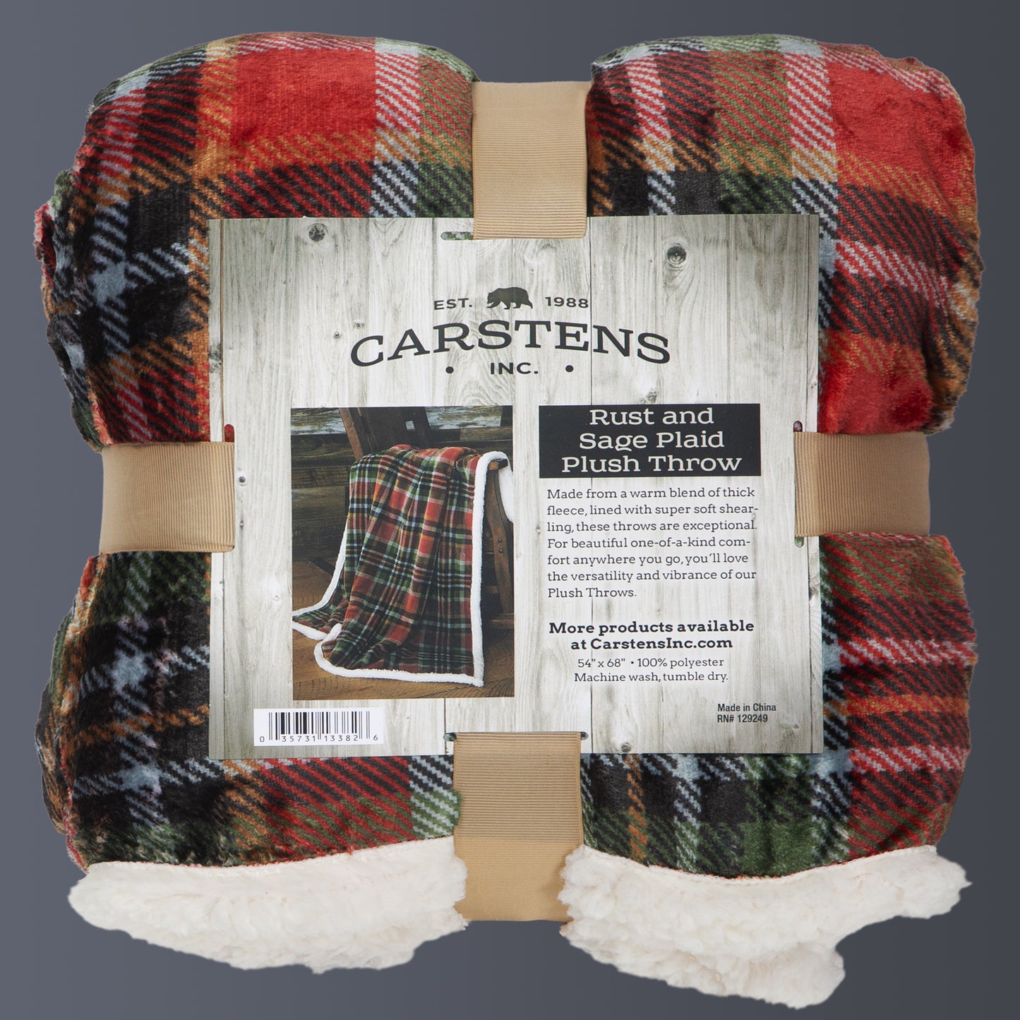 Rust & Sage Plush Sherpa Throw