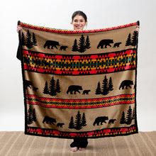 Load image into Gallery viewer, Bear Trails with Black Sherpa Plush Throw