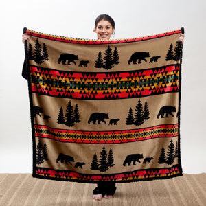 Bear Trails with Black Sherpa Plush Throw