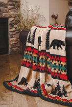 Load image into Gallery viewer, Bear Trails with Black Sherpa Plush Throw