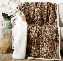 Load image into Gallery viewer, Leopard Plush Sherpa Throw